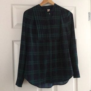 J. Crew plaid long sleeve blouse